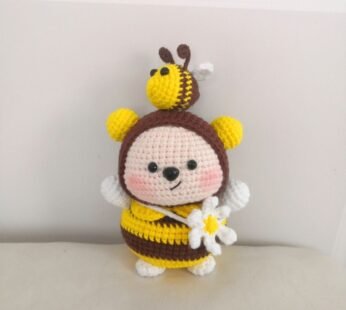 Handmade Crochet Bear Plush – Creative Knitted Toy Gift